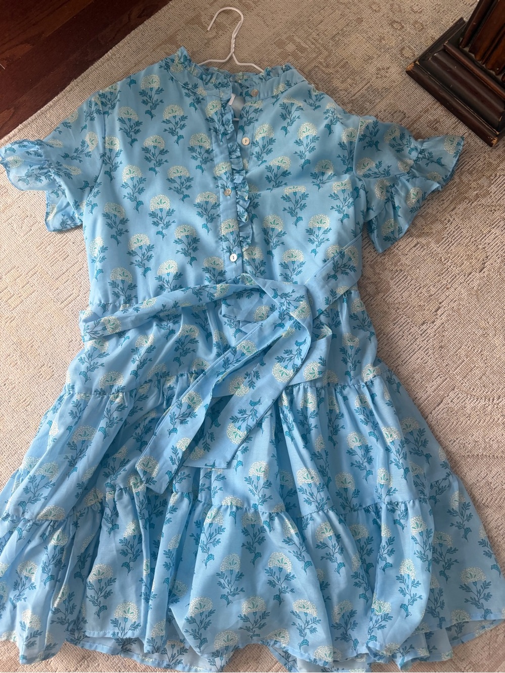 J Marie Light Blue Floral Tiered Button-Front Dress